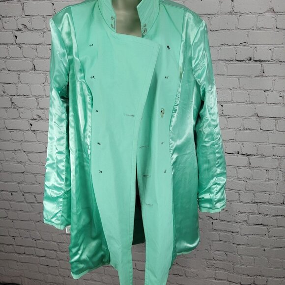 New York & Company Green Belted Double Breasted Trench Pea Coat Jacket Large L - Picture 11 of 16